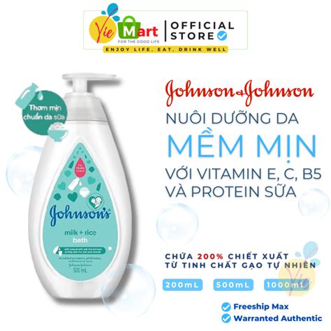 Sữa tắm Johnson s Milk Rice Bath chiết xuất sữa gạo dưỡng ẩm da mềm mại