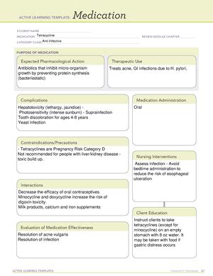 ATI Propranolol Inderal LA Med Sheet ACTIVE LEARNING TEMPLATES