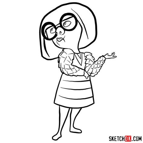 How To Draw Edna Mode From The Incredibles Sketchok Easy Drawing