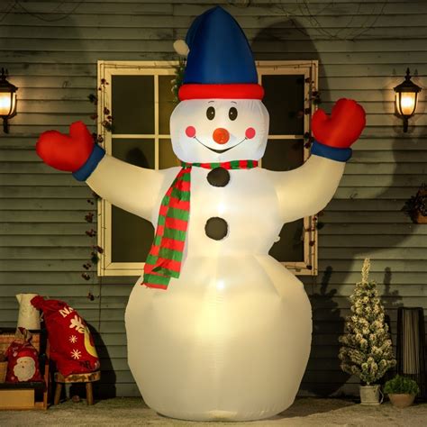 Outsunny 8ft Inflatable Christmas Snowman With Blue Hat And Red Gloves