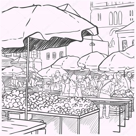 Farmers Market Clipart Black And White