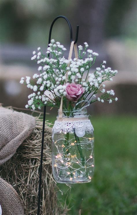 2 Hanging Mason Jars For Wedding Aisle Includes Flowers And Etsy Flower Centerpieces Wedding