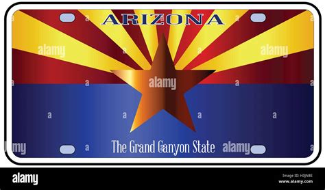 Arizona State License Plate In The Colors Of The State Flag With The