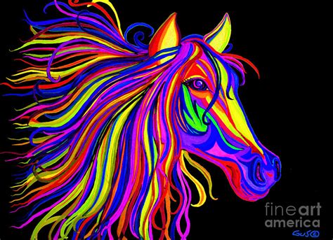 Colorful Rainbow Horse Head Digital Art by Nick Gustafson