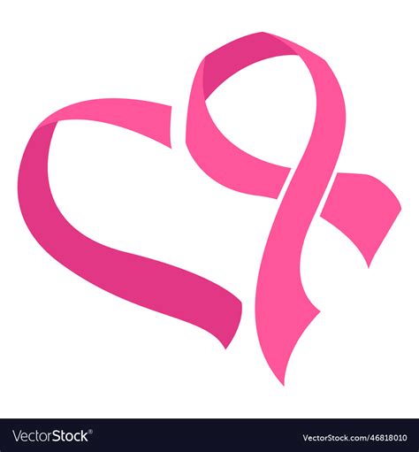 Breast Cancer Ribbon Heart Symbol Royalty Free Vector Image