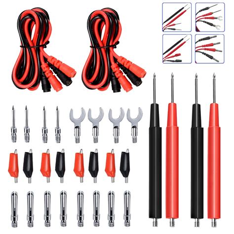 2sets Multimeter Test Leads Kit 16 In 1 Meter Leads Replaceable Cable Insulated Jumper Wires