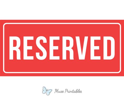 Printable Reserved Sign