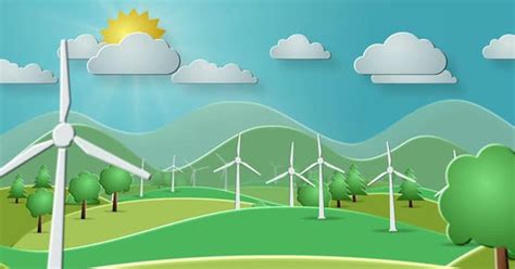 Wind energy cartoon landscape concept loop, Stock Video - Envato Elements