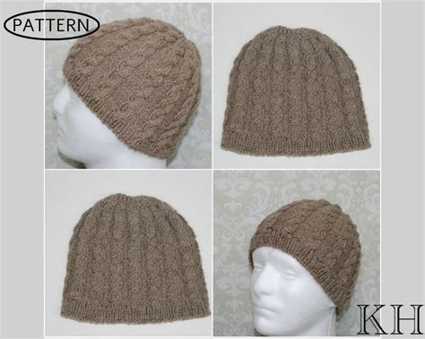 Knitting Pattern for Mens Cable Hat Mens Beanie Knitting Pattern Hat ...