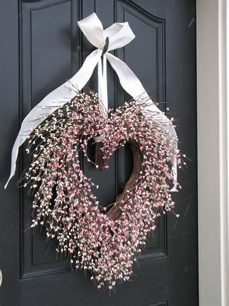 Valentine S Day Pink Berry Heart Wreath Friendship Etsy