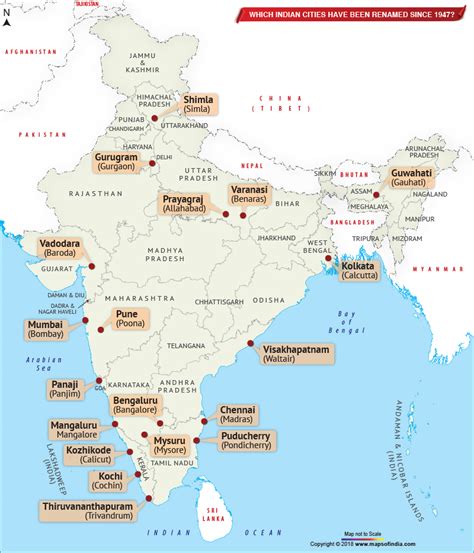 Which Indian cities have been renamed since 1947? - Answers