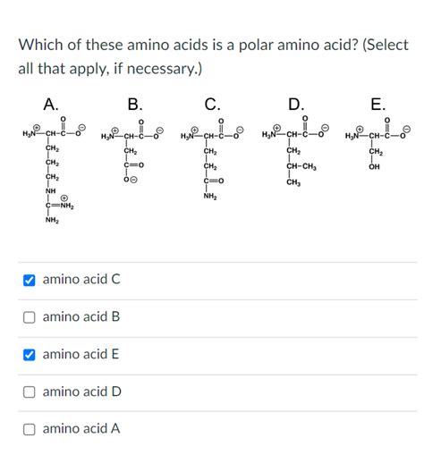 Solved Which Of These Amino Acids Is A Polar Amino Acid