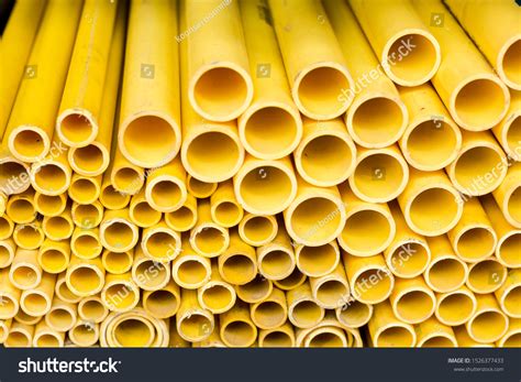 Close Yellow Plastic Pipe Background Pvc Stock Photo 1526377433