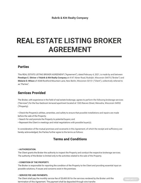 Broker Agreement Templates Documents Design Free Download