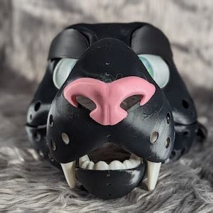 D Printed Big Sabertooth Feline Fursuit Head Base With Moveable Jaw