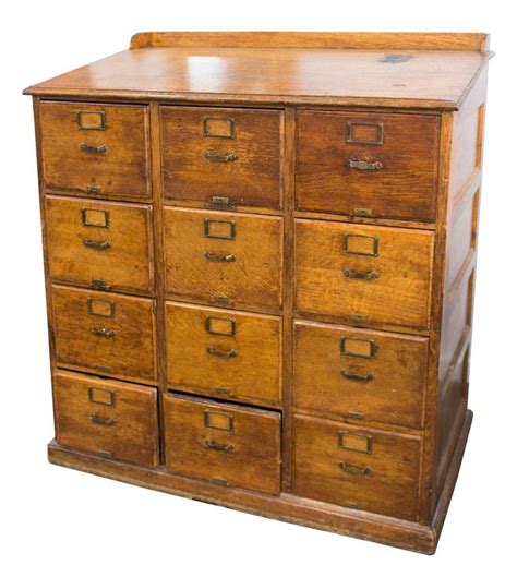 Antique 12 Drawer Oak File Cabinet With Sloping Top Cabinets And Cupboards Storage Furniture