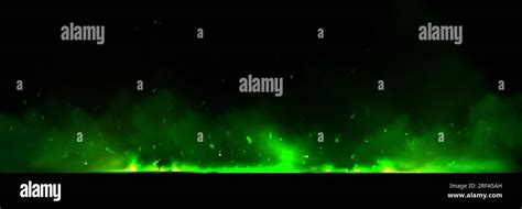 Green Fire Effect Overlay With Ember And Smoke Realistic Background