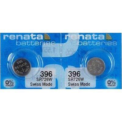 2 X Renata 396 1 55v Watch Cell Batteries SR726W Mercury Free Silver