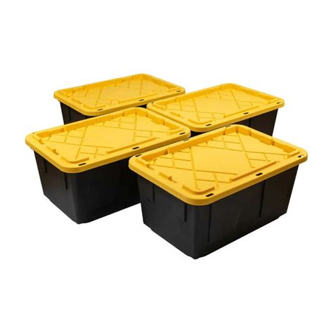 Greenmade 27 Gallon Tough Plastic Storage Containers With Lid 4 Pack