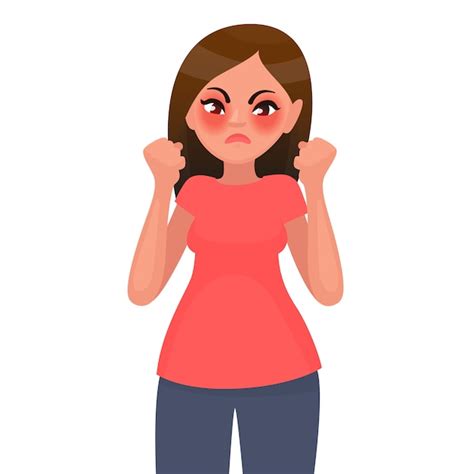 La Mujer Está Enojada Y Descontenta Ilustración En Estilo De Dibujos