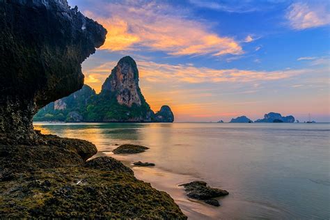 Landscape Sunset Sea Bay Rock Nature Shore Reflection Sky