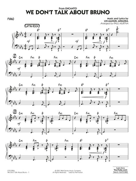 We Don T Talk About Bruno From Encanto Arr Paul Murtha Piano By Lin Manuel Miranda Sheet