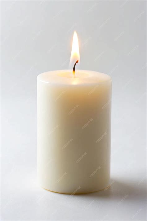 single white lit candle  white background premium ai generated image