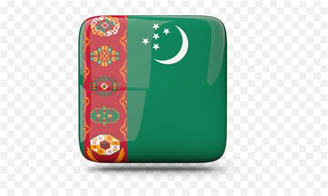 Glossy Square Icon Illustration Of Flag Of Turkmenistan Emoji Emoji