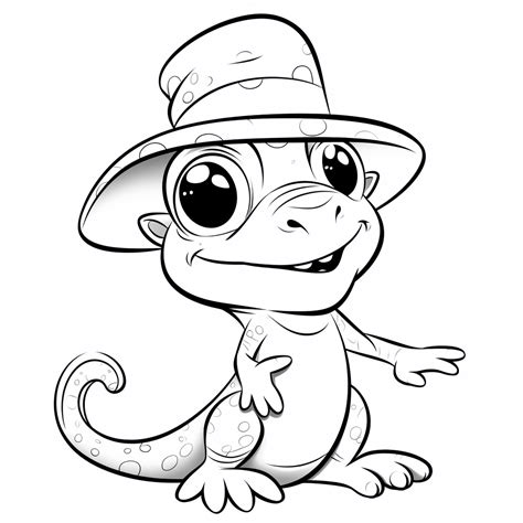 Gecko Mit Einem Hut Happycoloring Net