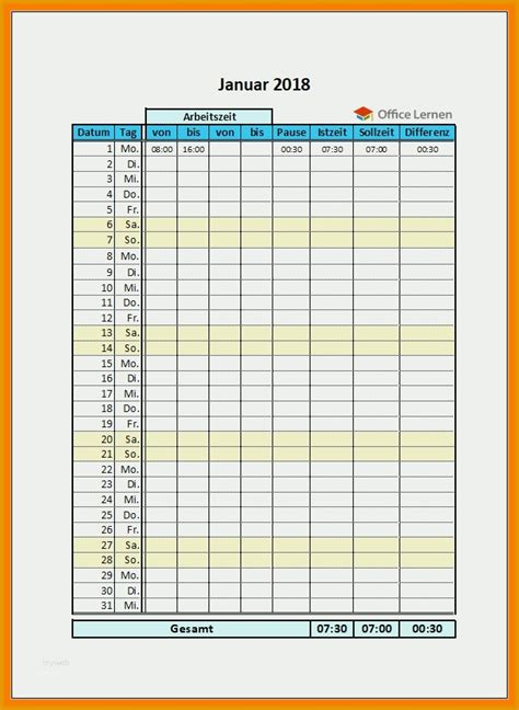 Empfohlen Arbeitszeitnachweis Vorlagen Kostenlos Vorlagen Und