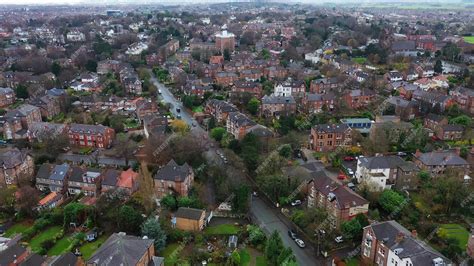 Premium Photo Aerial View Over Suburban Homes And Roads In Birkenhead Uk