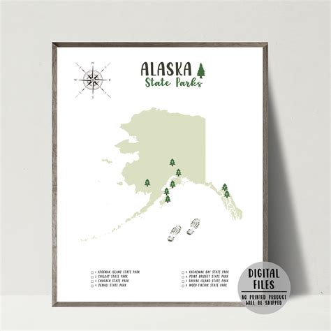 Alaska State Parks Map | Alaska Map Print | Gift For Hiker – Nomadic Spices