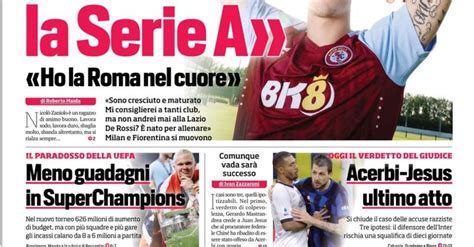 Edicola Cds Acerbi Juan Jesus Atto Finale Oggi Verdetto Del