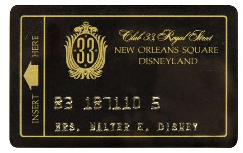 Lillian Disney "Club 33" Membership Card.