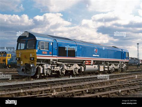 A Class 59 Diesel Locomotive Number 59201 In National Power Livery On Display At Crewe Basford