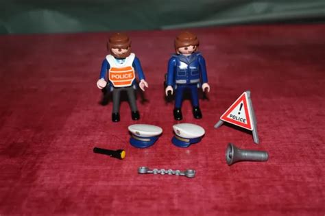 PLAYMOBIL X3 JAMBES Noires Police Policiers Allemand Bicyclette EUR 3