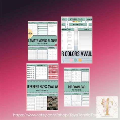 Four Different Types Of Planner Pages With The Text Ultimate Moving