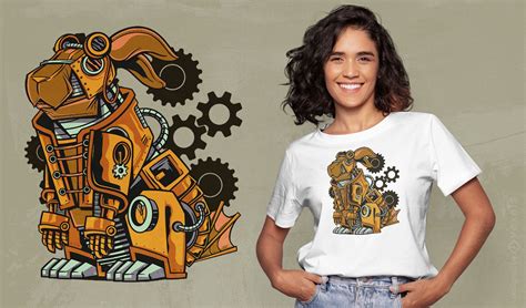 Descarga Vector De Diseño De Camiseta De Máquina De Conejo Steampunk