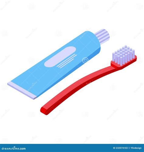 ícono De Cepillo De Dientes De Pasta Dental Vector Isométrico Cepillo Dental Stock De