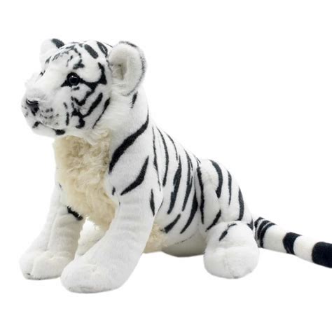 White Tiger Plush Toy Stuffed Animal Sitting 10 Inch