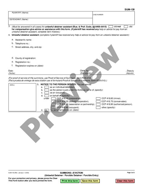 California Summons Unlawful Detainer Eviction Sum 130 Us Legal Forms