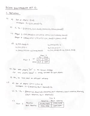 Problem Set 1 Solutions Problem Set 1 Solutions 1 A Player 1 And 2