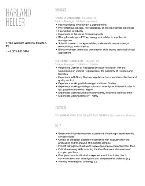 Clinical Manager Resume Samples Velvet Jobs