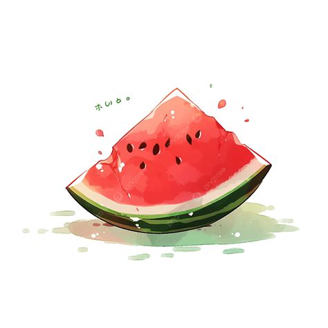 A Piece Of Watermelon Fruit Cartoon Hand Drawn Elements Greeting A