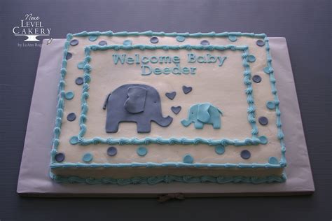 Baby Boy Shower Cake Sheet Cake Elephants Polka Dots Baby Shower