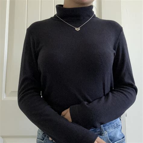 Small Dark Navy Blue Turtle Neck Has Been Worn A Depop