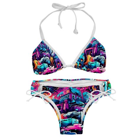 Graffiti Detachable Sponge Adjustable Strap Bikini Set Two Pack Ideal