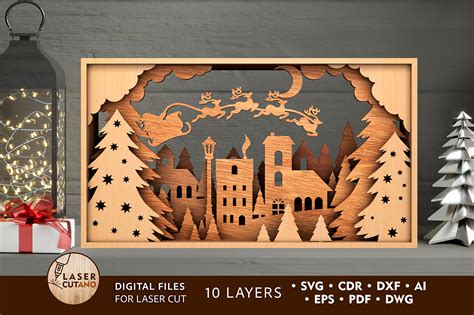 CHRISTMAS Box Multilayer Laser Cut Files 3D Designs Behance