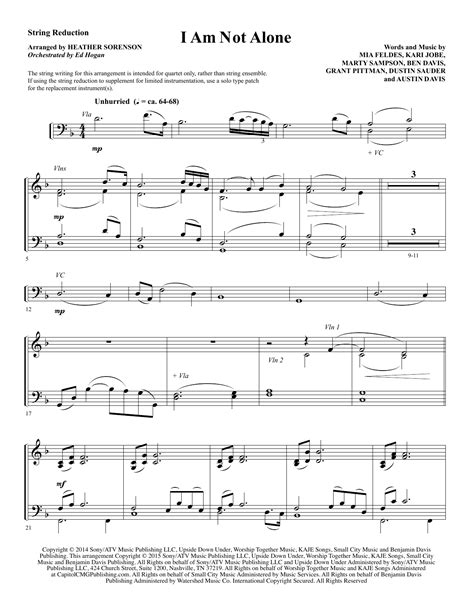 I Am Not Alone Arr Heather Sorenson Keyboard String Reduction By