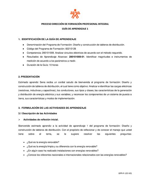 Guia Aprendizaje 1 Hola PROCESO DIRECCIN DE FORMACIN PROFESIONAL